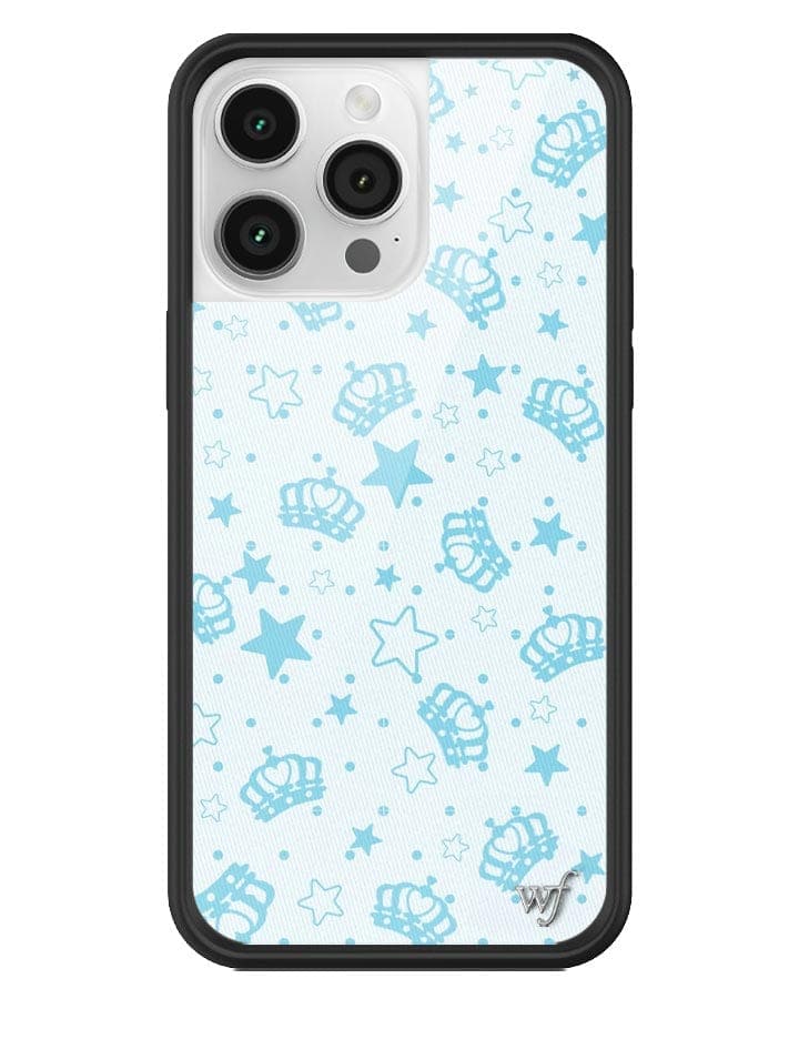 Baby Blue Royalty Crown and Star Print iPhone Case
