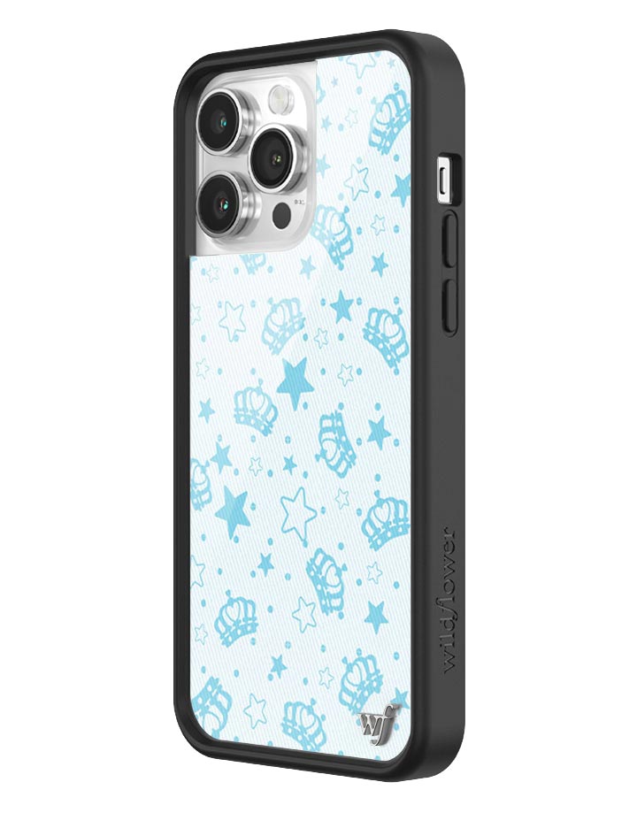 Baby Blue Royalty Crown and Star Print iPhone Case