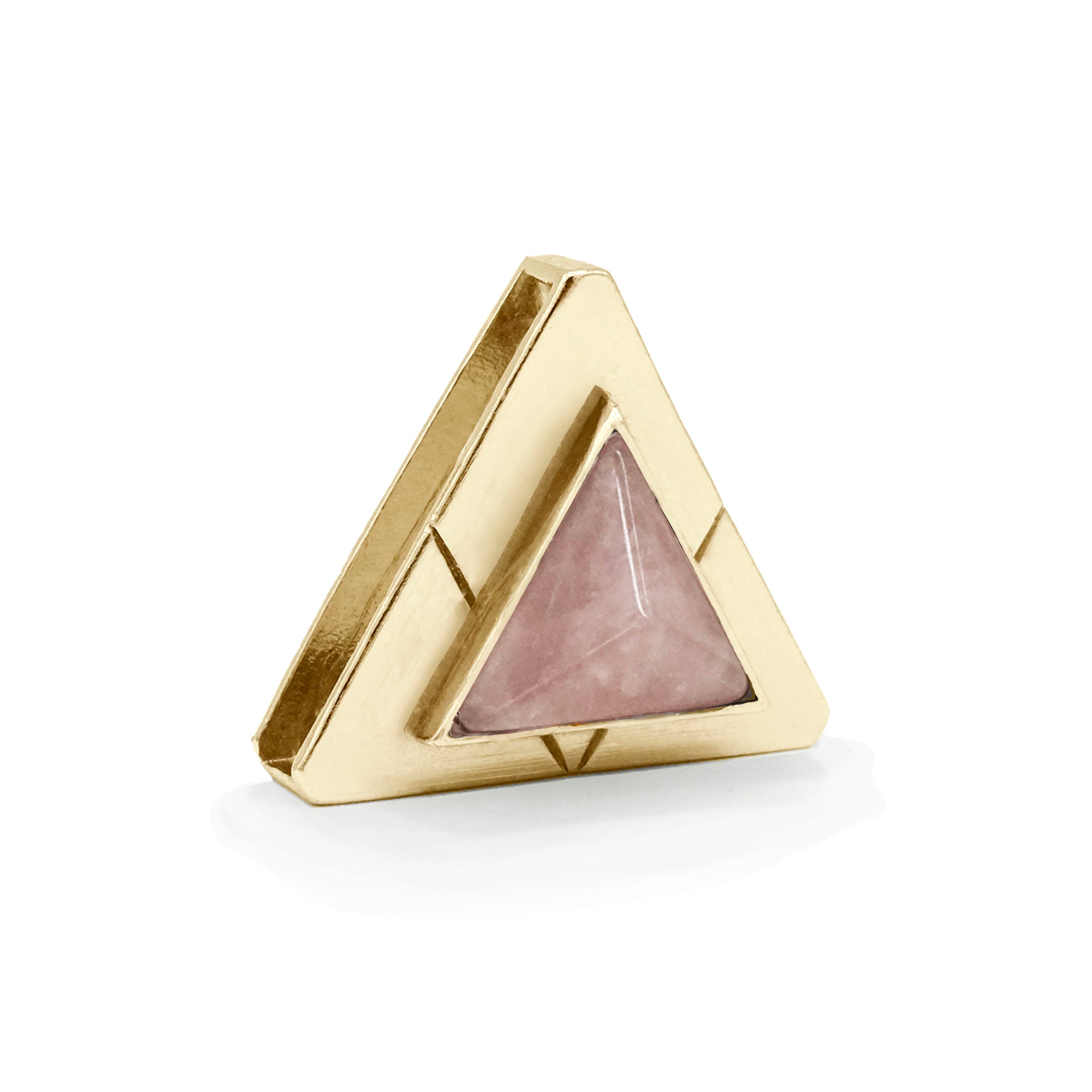 Rose Quartz Triangle Crystal Charm - Gold or Silver | DIPHDA