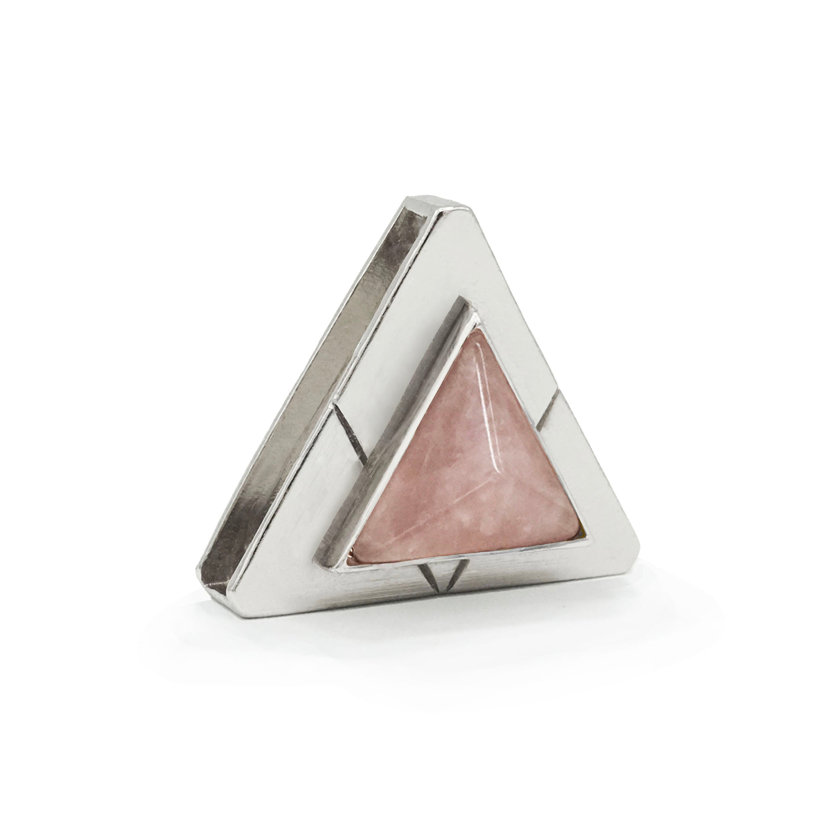 Rose Quartz Triangle Crystal Charm - Gold or Silver | DIPHDA