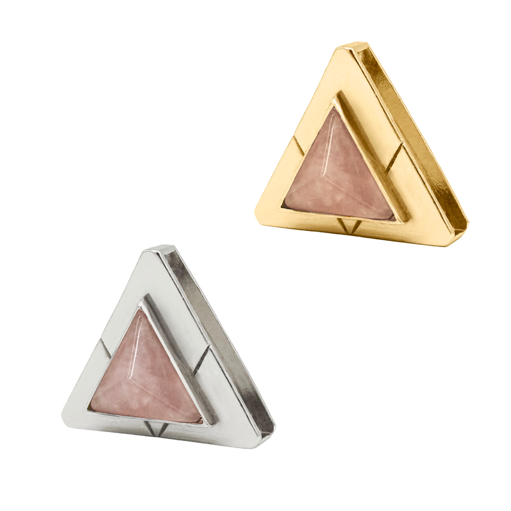 Rose Quartz Triangle Crystal Charm - Gold or Silver | DIPHDA