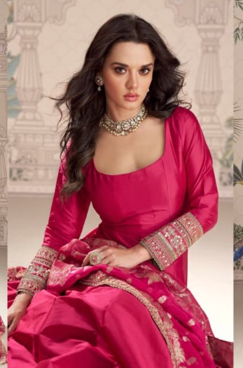 Pink Silk Wedding Gown for Women - Formal Occasion Wear