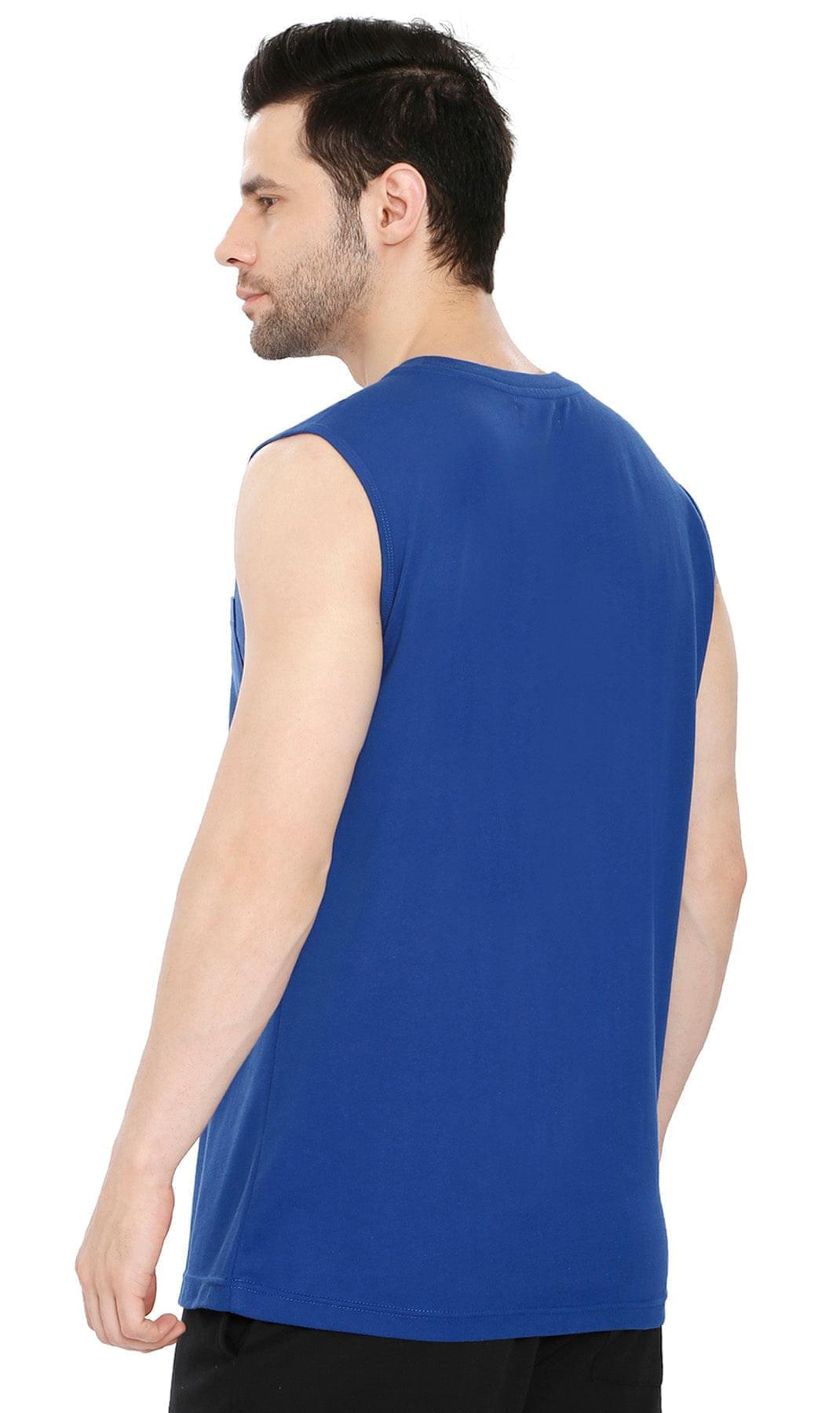 Men's Heavyweight Sleeveless Crew Neck T-Shirt with Chest Pocket