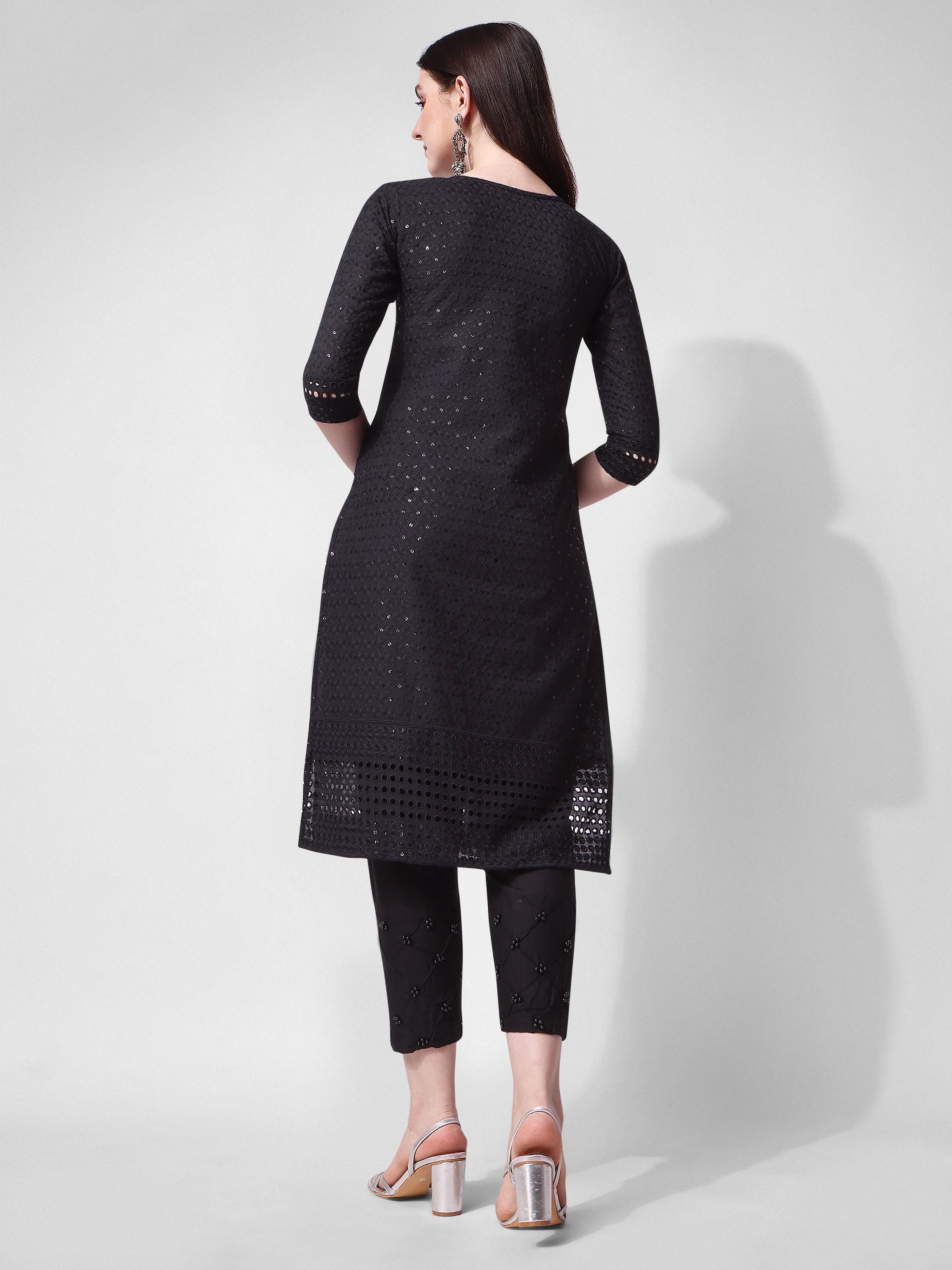 Multicolor Embroidered Kurta With Pant and Dupatta Set