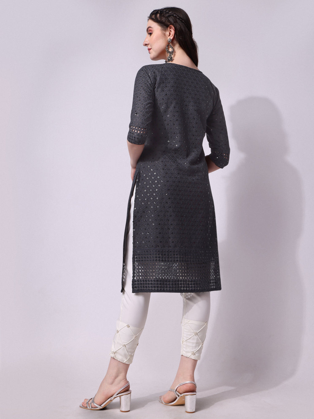 Multicolor Embroidered Kurta With Pant and Dupatta Set
