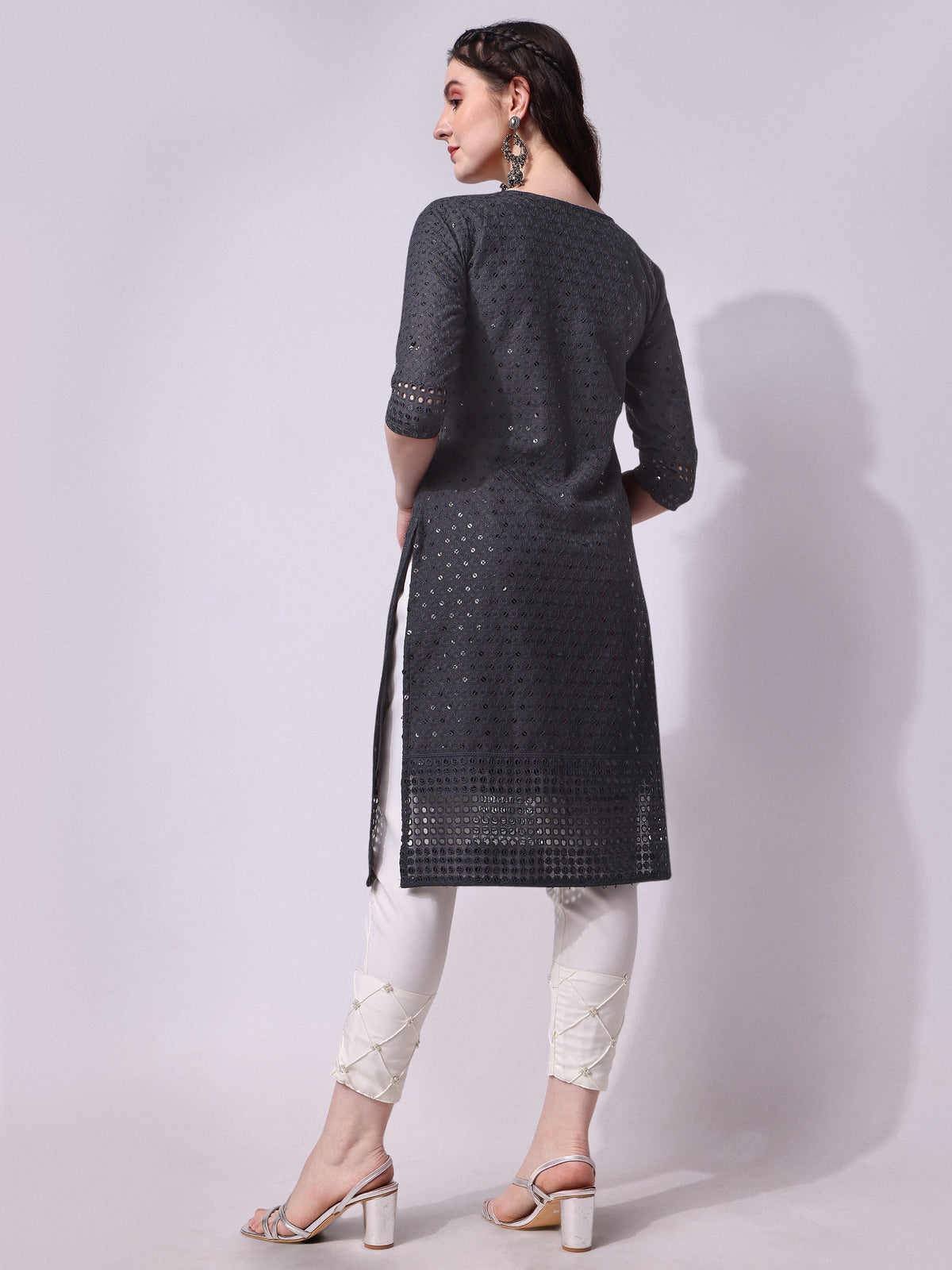 Multicolor Embroidered Kurta With Pant and Dupatta Set