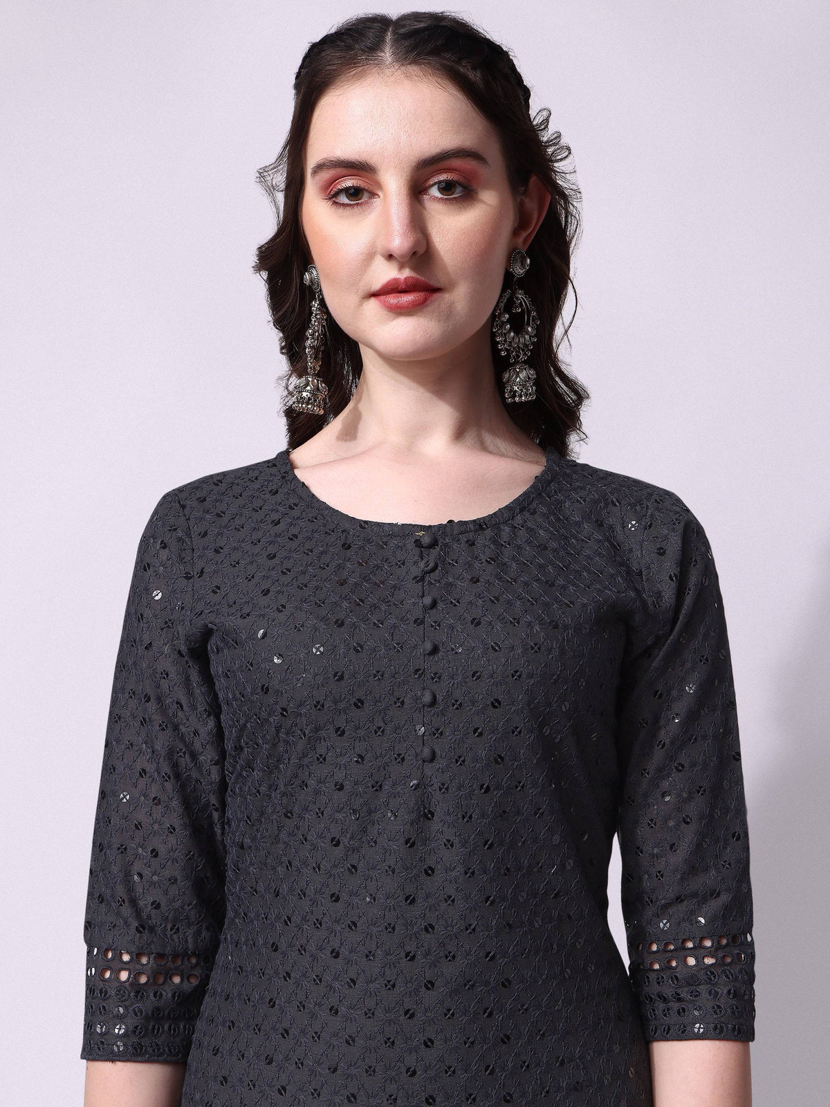 Multicolor Embroidered Kurta With Pant and Dupatta Set