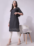 Multicolor rayon embroidered kurta paired with matching pant and dupatta