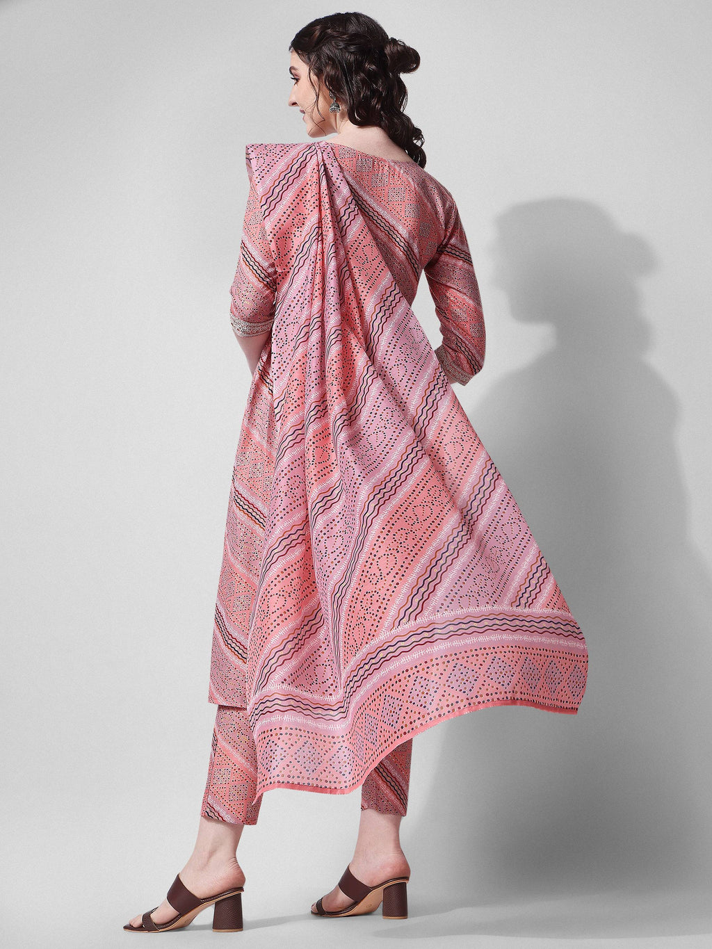 Multicolor Nayra Cut Embroidered Kurta with Pant and Dupatta Set