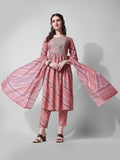 Multicolor Nayra Cut embroidered kurta set with matching pants and dupatta on a neutral background