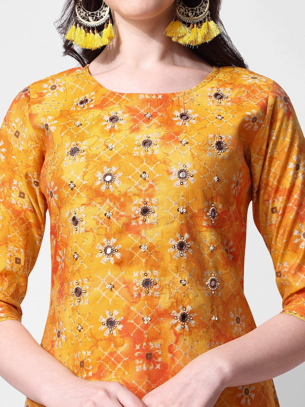 Multicolor Printed & Embroidered Rayon Kurta Set with Dupatta