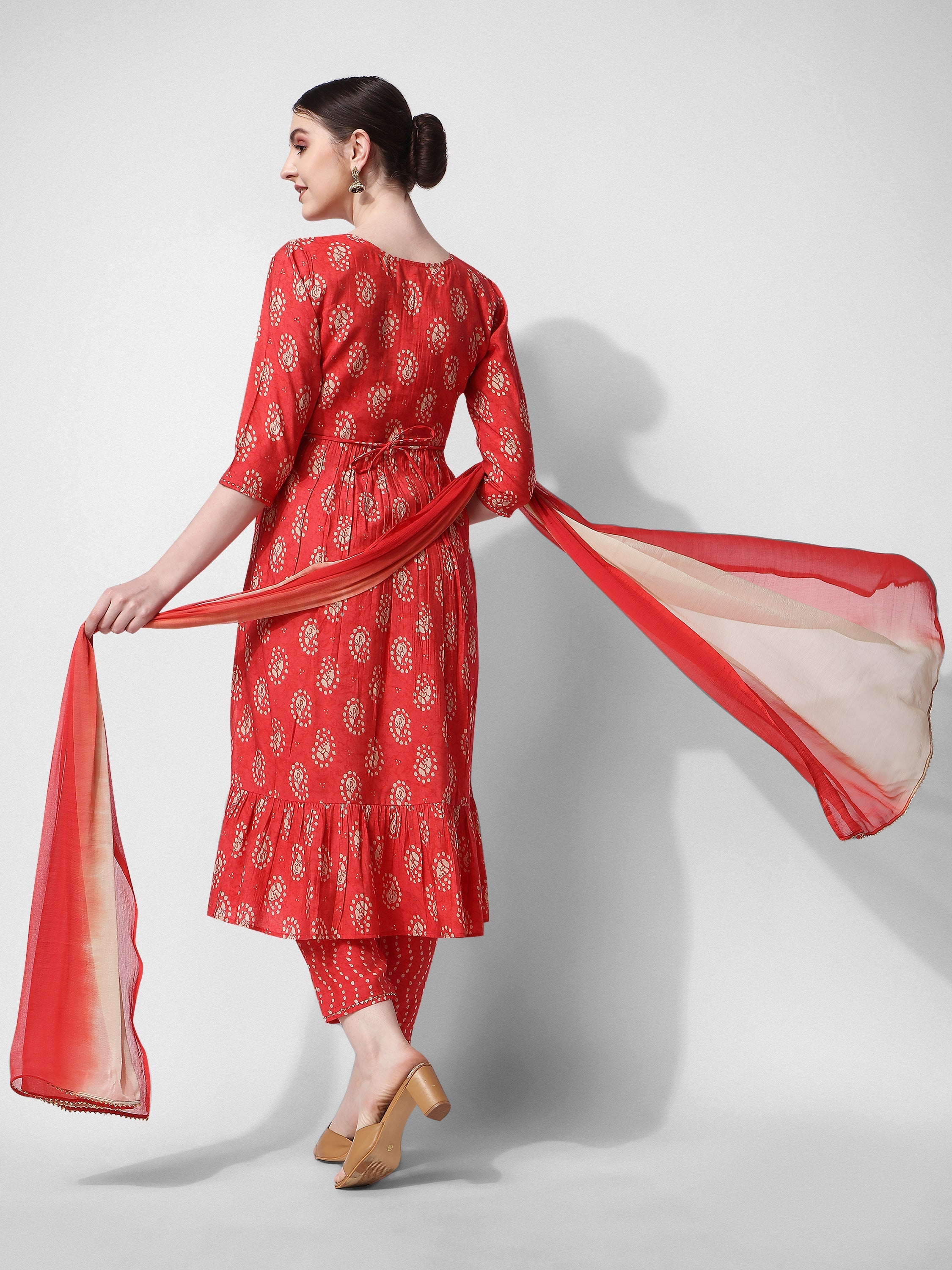 Nayra Cut Embroidered Kurta Set with Pant, Dupatta & Belt