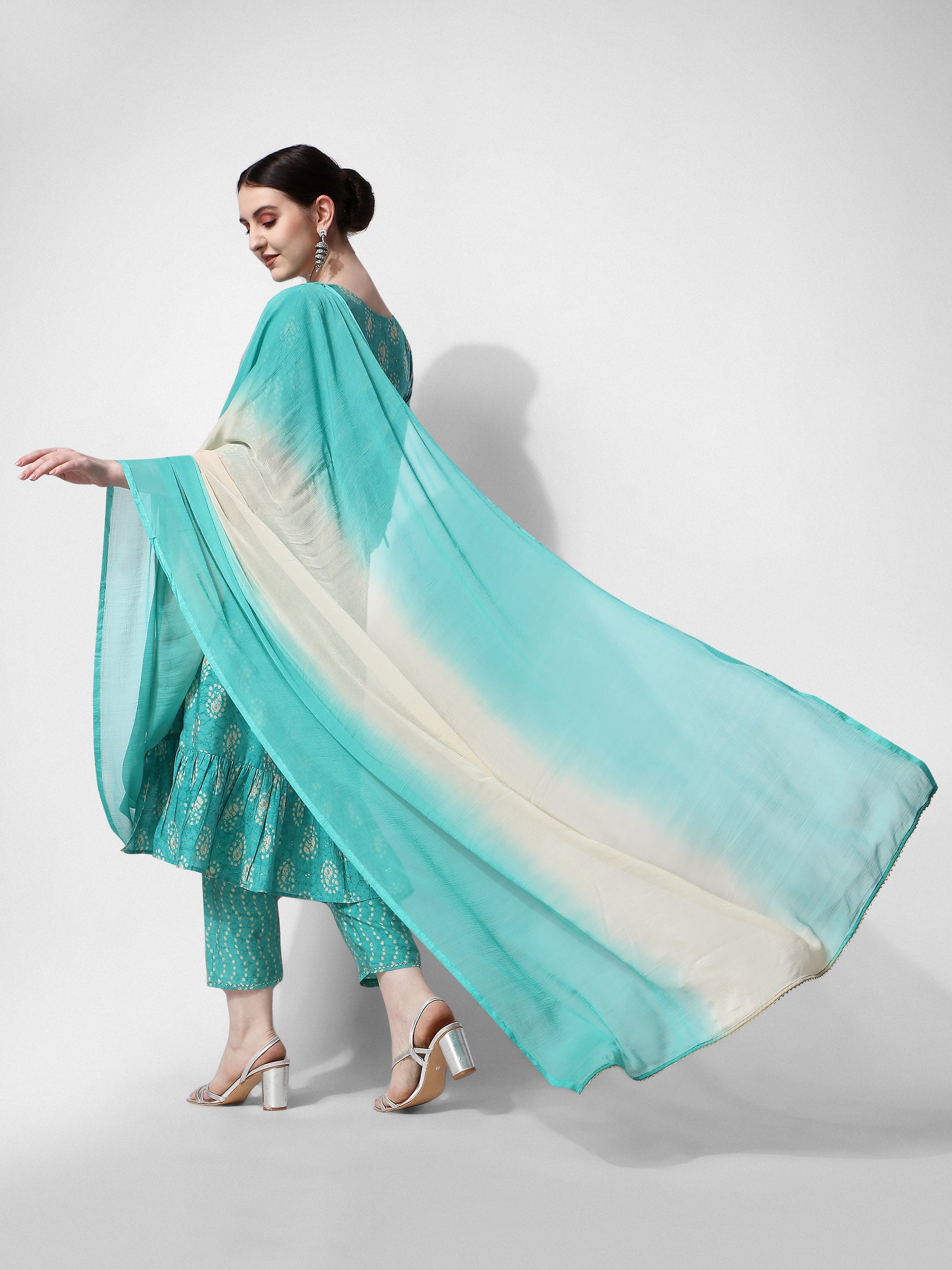 Nayra Cut Embroidered Kurta Set with Pant, Dupatta & Belt