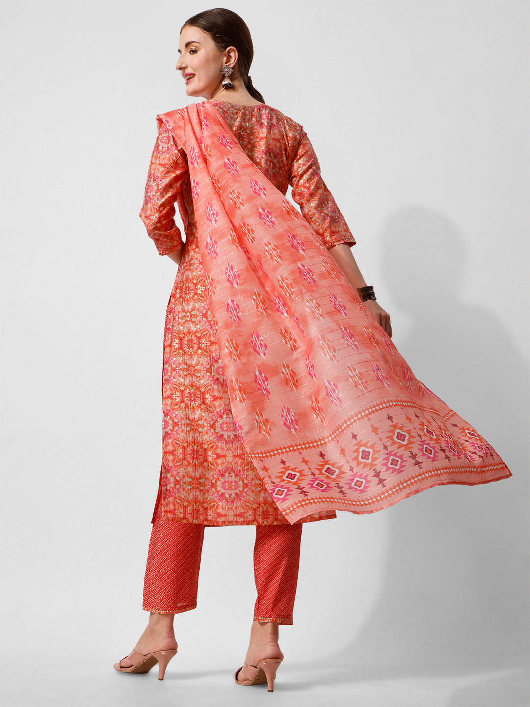 Printed and Embroidered Kurta Set with Pant and Dupatta