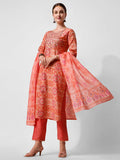 Printed and Embroidered Kurta Set with Pant and Dupatta