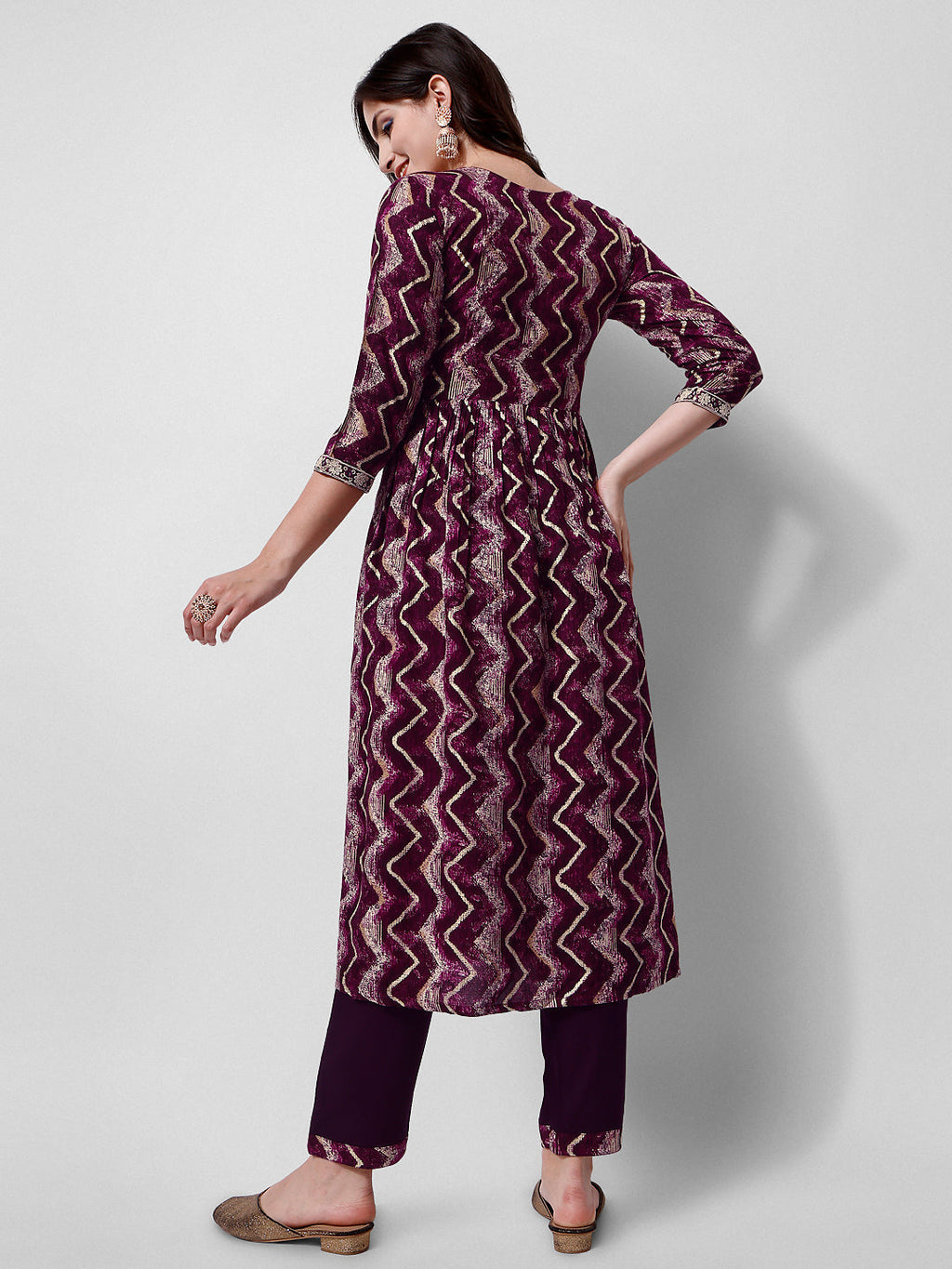Nayra Cut Embroidered Kurta Set with Printed Dupatta and Pant