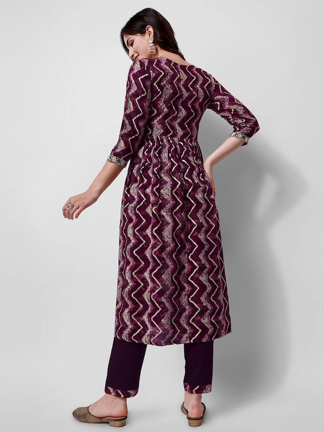 Nayra Cut Embroidered Kurta Set with Printed Dupatta and Pant