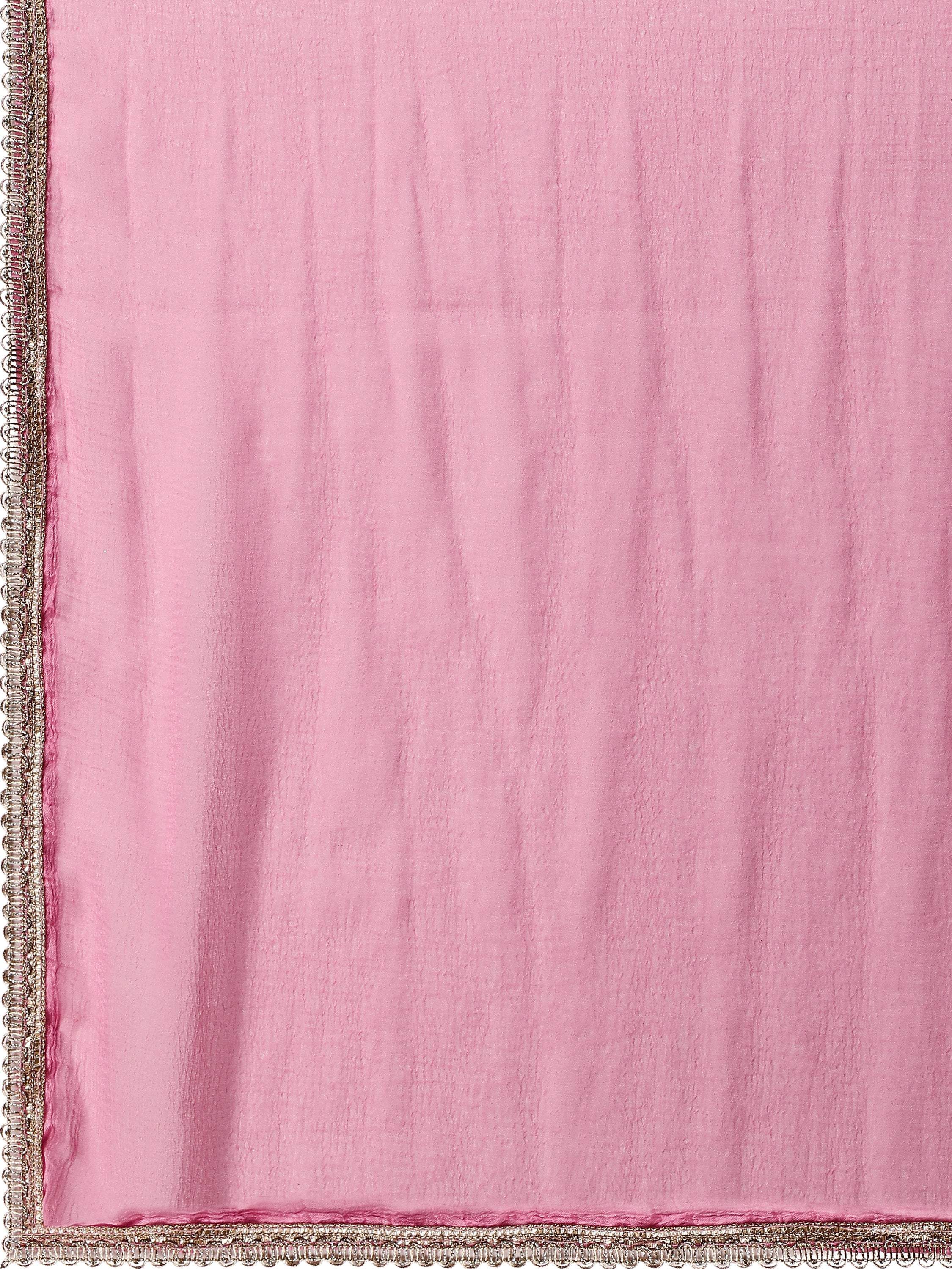 Lucknowi Embroidered Anarkali Kurta Set with Pant and Dupatta