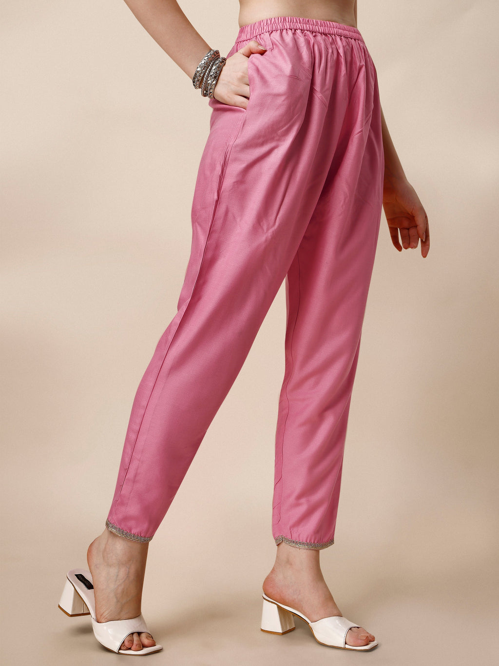 Lucknowi Embroidered Anarkali Kurta Set with Pant and Dupatta