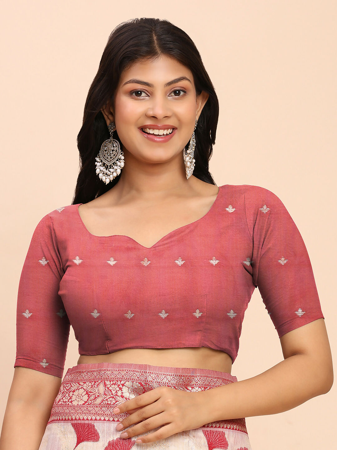 Maroon Linen Cotton Saree with Matching Blouse