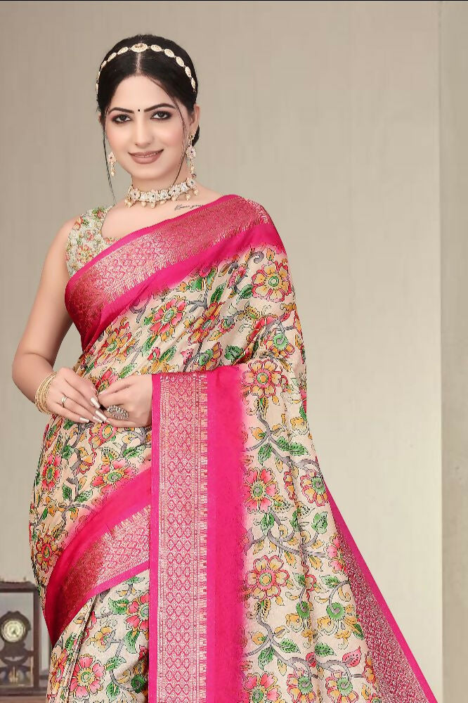 Multi Heavy Rich Cotton Silk Digital Print & Jacquard Saree