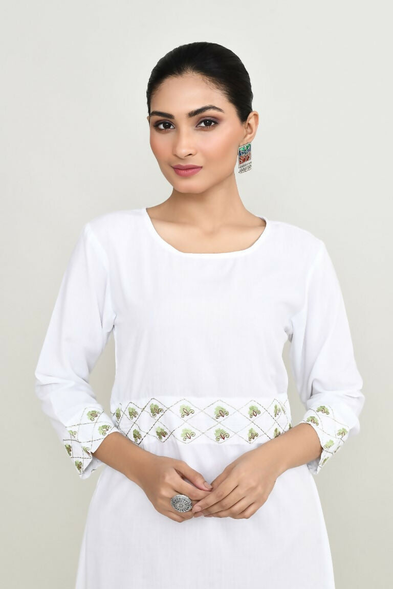Black Rayon Tunic with Elegant Embroidery Detail