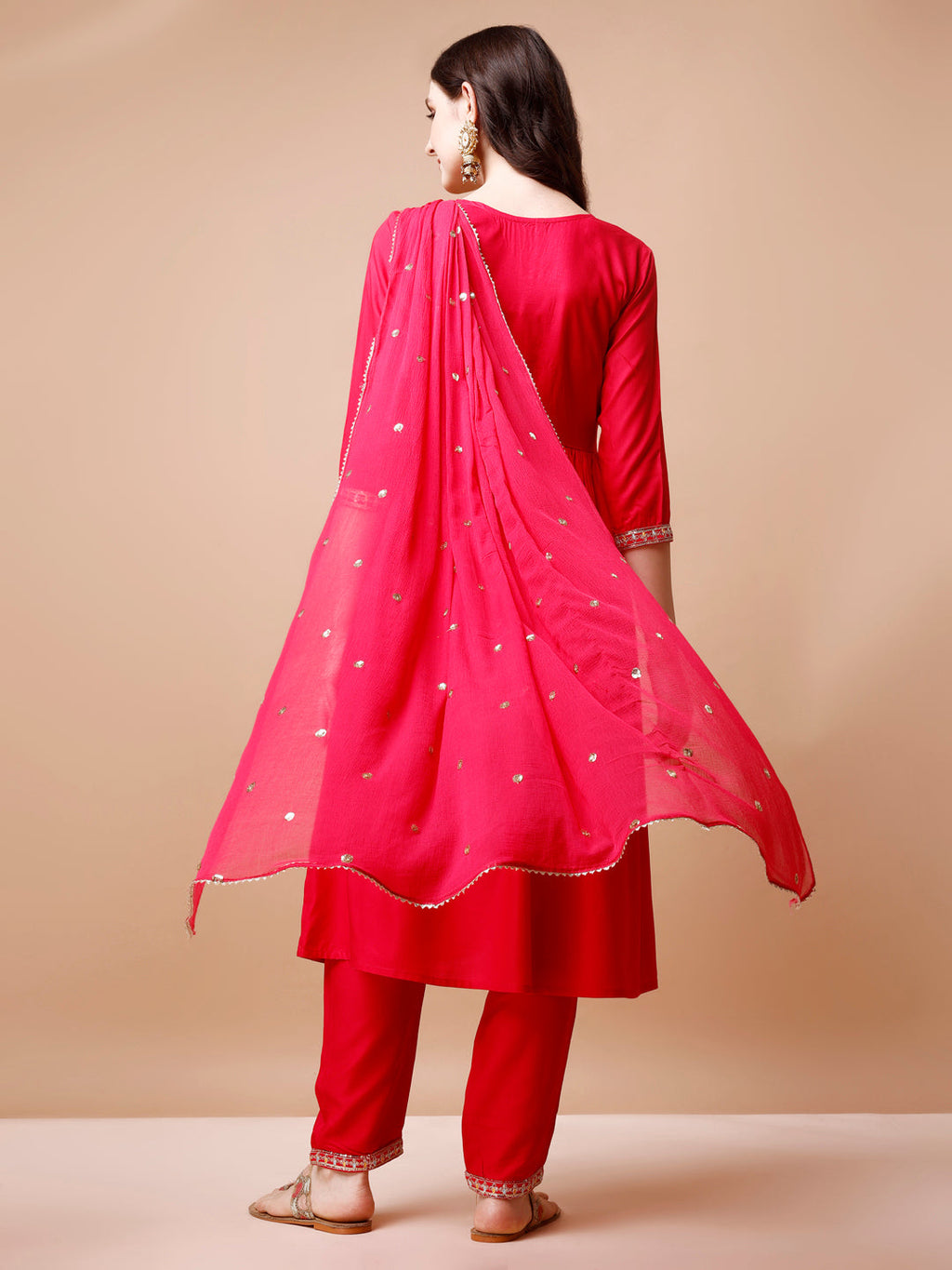 Alia Cut Embroidered Kurta With Pant & Dupatta, Multicolor - Hiral Fashion