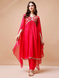 Alia Cut Embroidered Kurta With Pant & Dupatta, Multicolor - Hiral Fashion