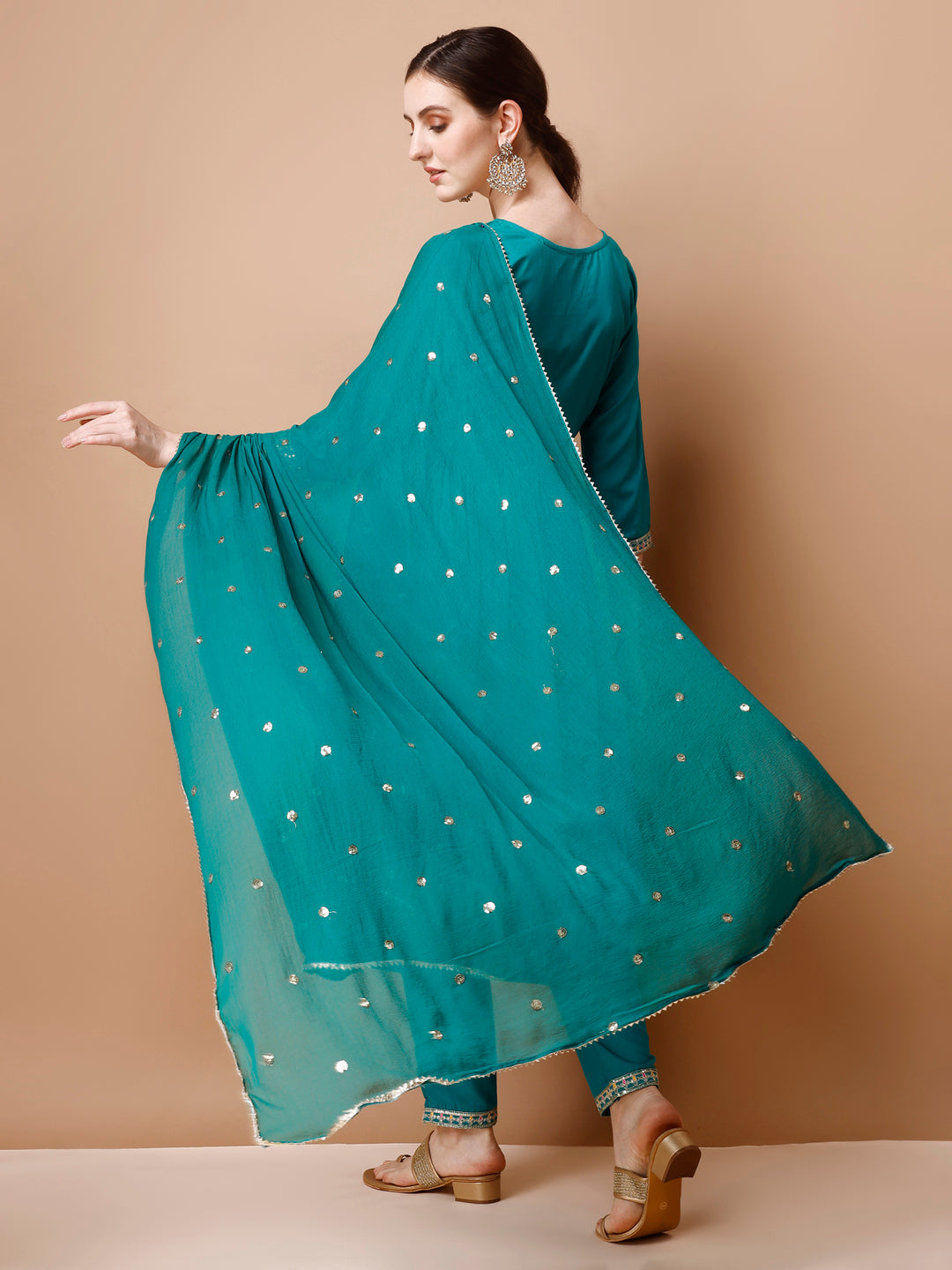 Alia Cut Embroidered Kurta With Pant & Dupatta, Multicolor - Hiral Fashion
