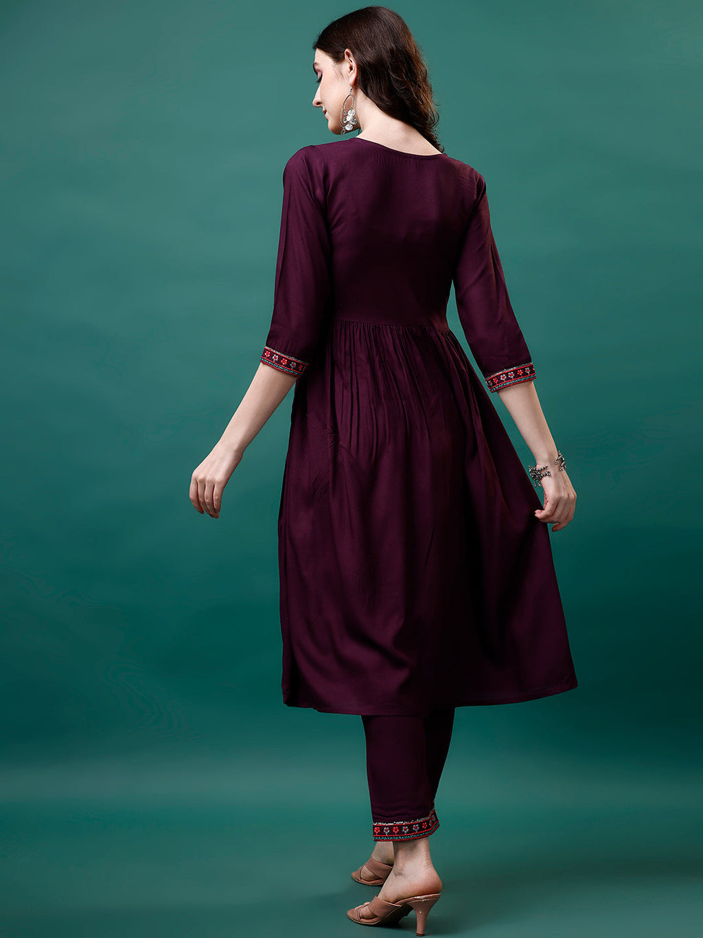 Alia Cut Embroidered Kurta Set with Printed Dupatta in Multicolor