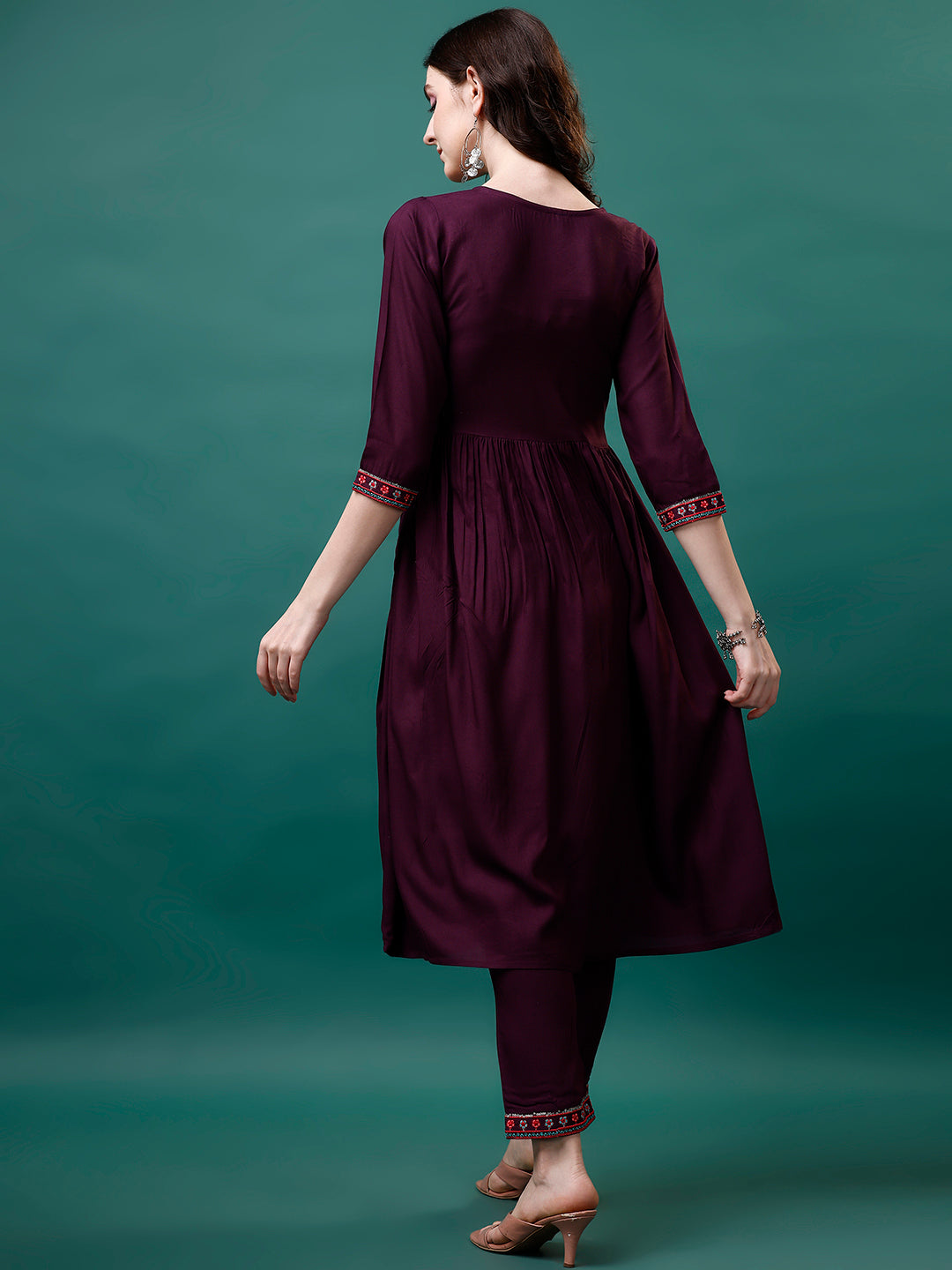 Alia Cut Embroidered Kurta Set with Printed Dupatta in Multicolor
