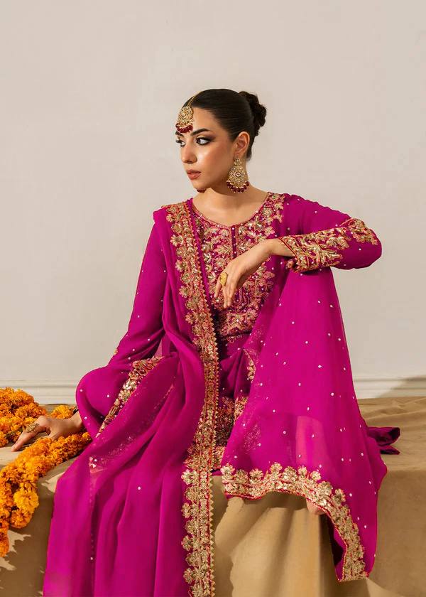Pink Georgette Sequin and Rivet Moti Palazzo Suit Set
