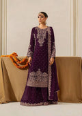 Wine Georgette palazzo suit with sequin and rivet moti embroidery