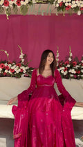 Prazu Fashion Pink Fendy Silk Thread Sequence Anarkali Suit