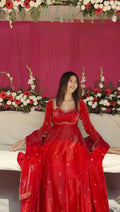 Prazu Fashion Red Fendy Silk Thread Sequence Anarkali Suit