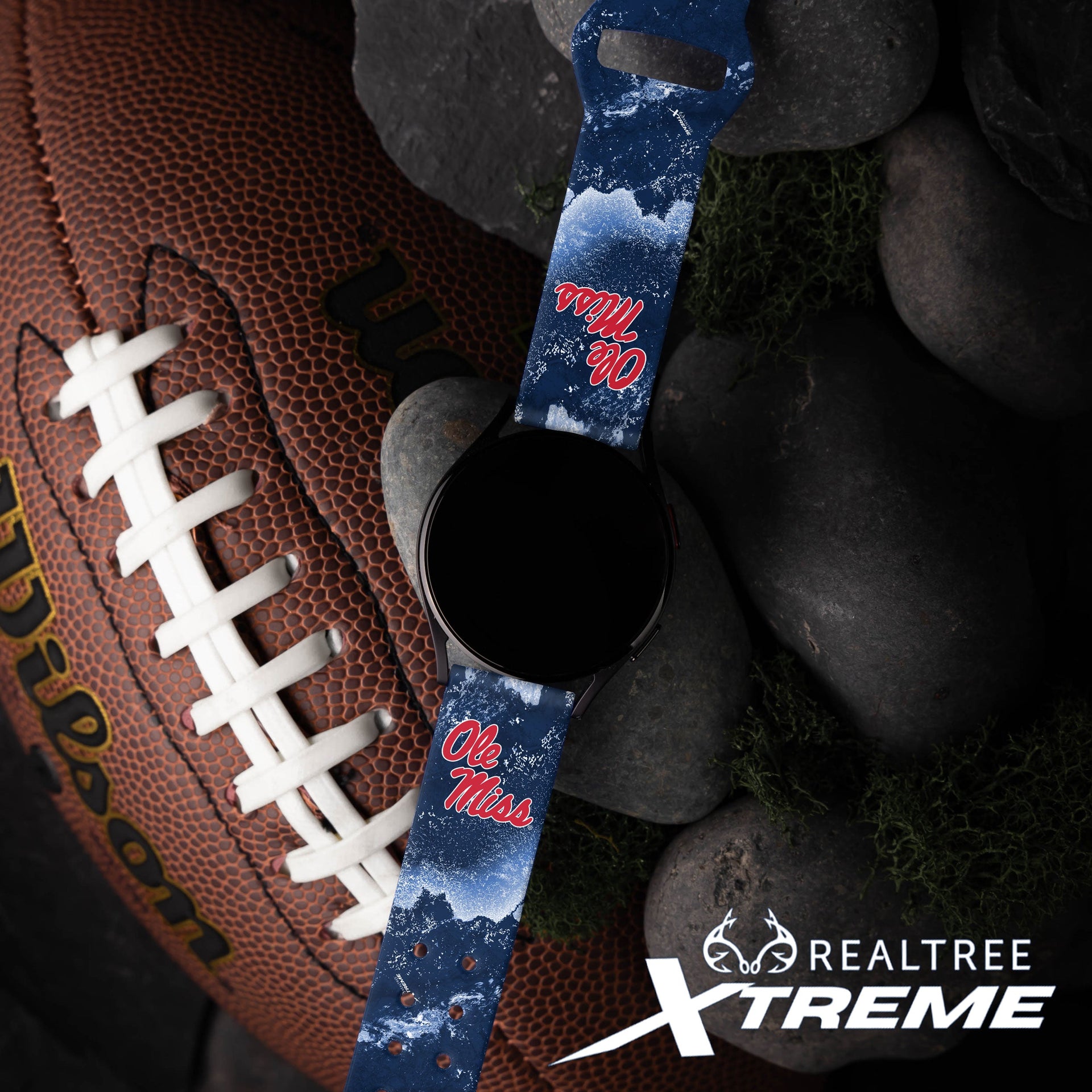 Mississippi Ole Miss Realtree HD  Watchband for Samsung, Garmin, Fossil, and More