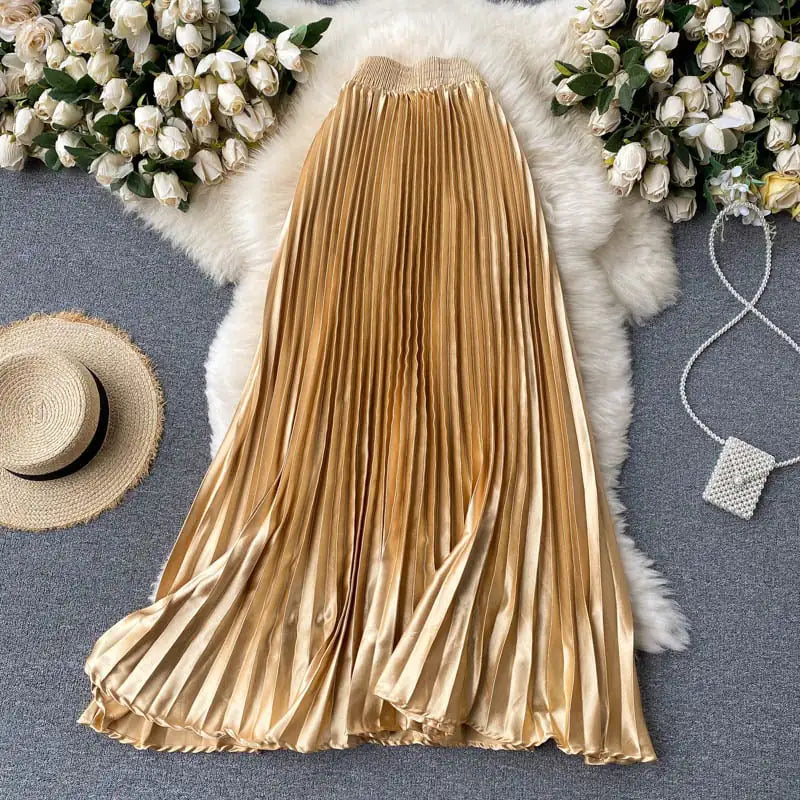 Trendy Light Luxury Pleated Mid-length Skirt