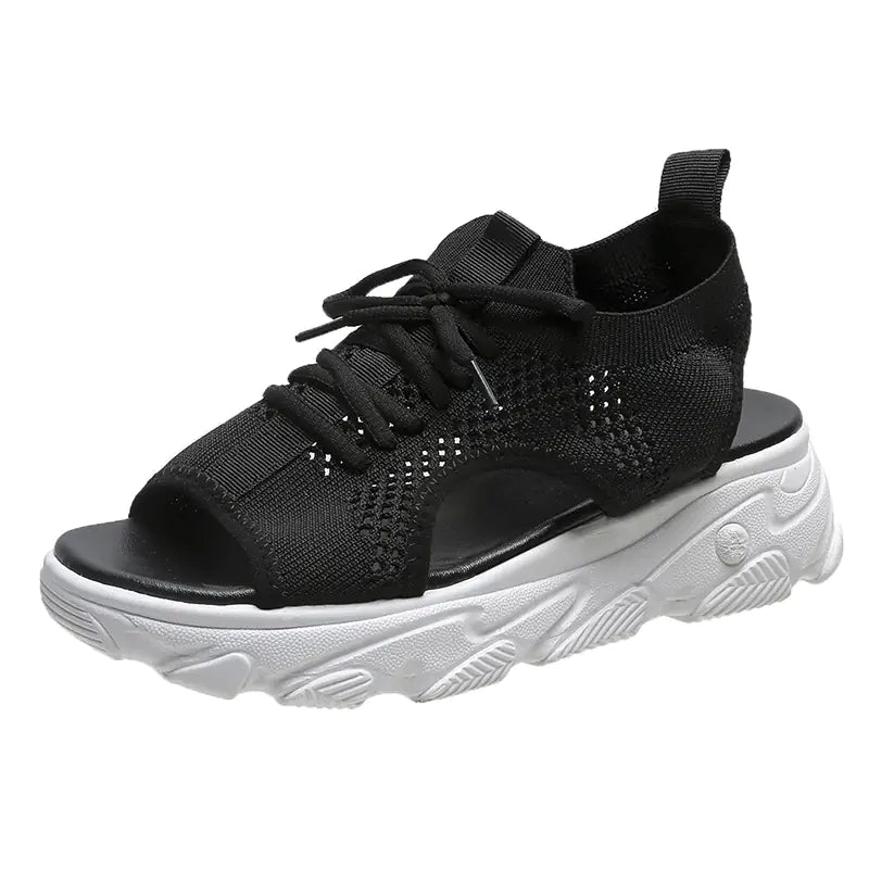 Women's Casual Hollow Thick Bottom Knit Beach Sandals - Image 4