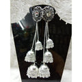 Kashmiri style multiple hanging jhumka earrings for festive and party wear.
