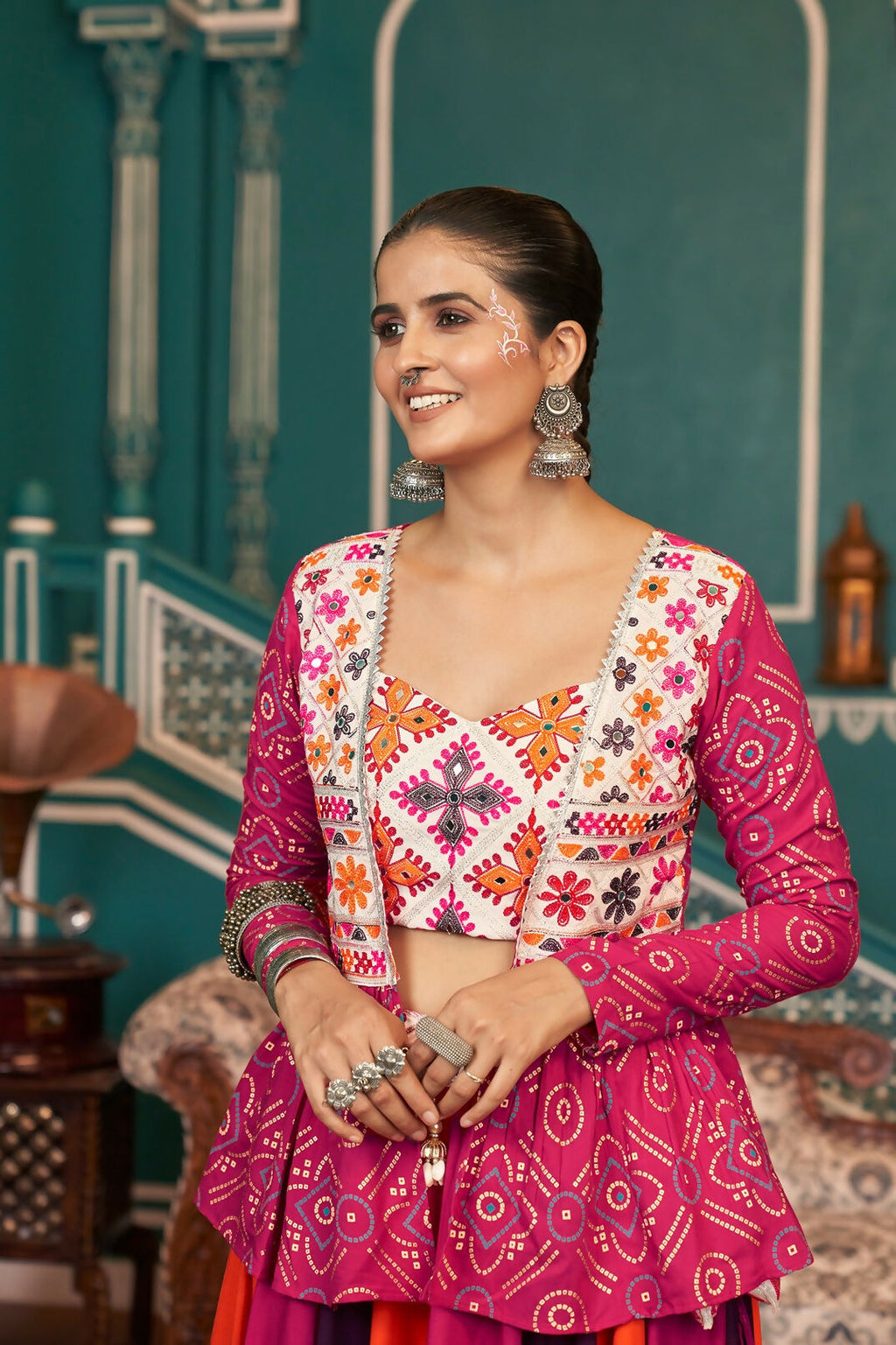 Multi Color Viscose Rayon Navratri Lehenga Choli for Women