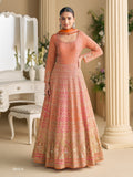 Aarshi Fashions orange georgette wedding gown with matching dupatta and bottom