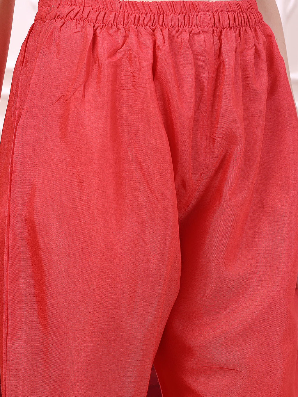 Coral Sequinned and Thread Embroidered Kurta Set with Dupatta