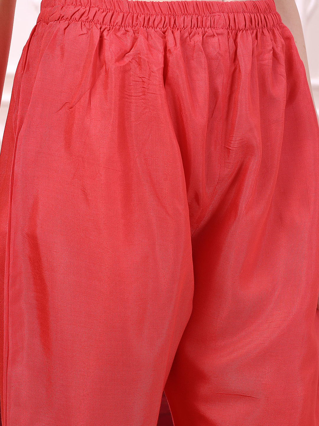 Coral Sequinned and Thread Embroidered Kurta Set with Dupatta