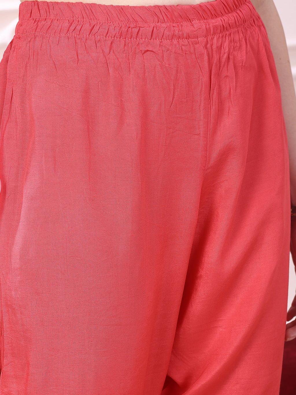 Coral Embroidered Yoke Floral Printed Kurta with Pant and Dupatta