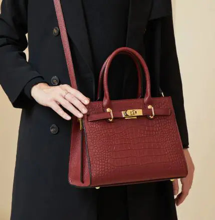 Elegant  Large Capacity Genuine Leather Handbag – Retro Style Tote for Women