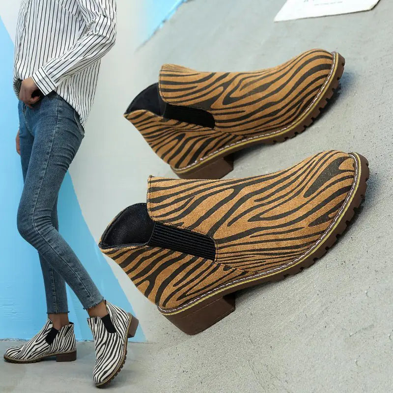 Plus Size Women's Autumn Winter Casual Loafers with Leopard Print