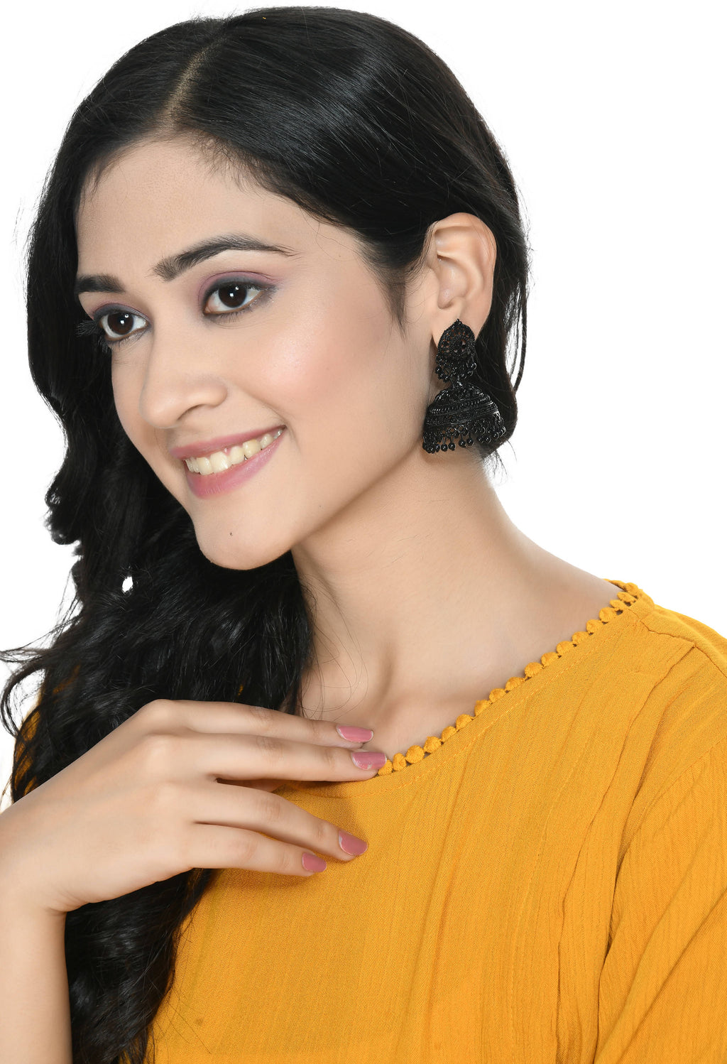 Elegant Black Jhumka Earrings for Girls and Women - Traditional