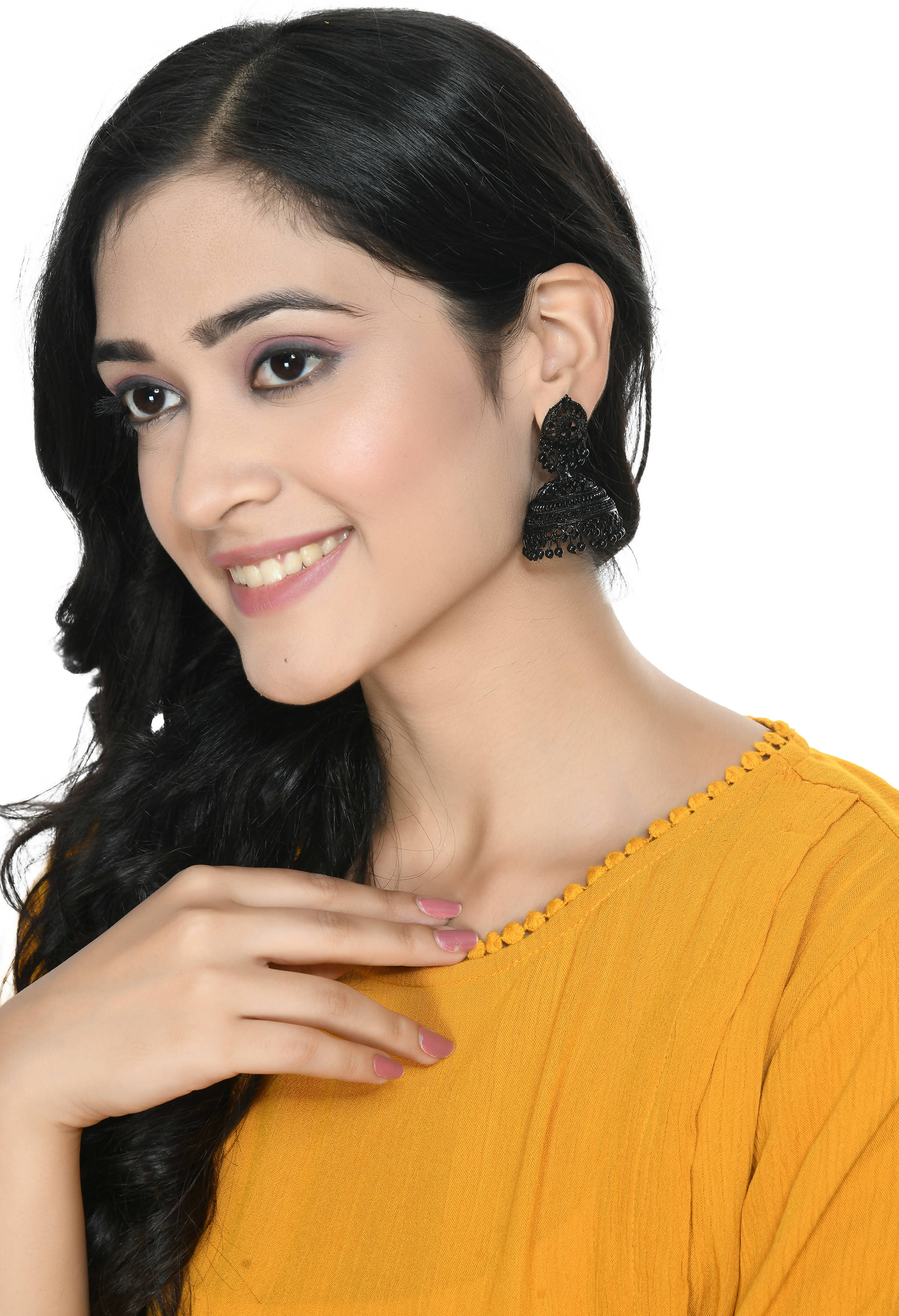 Elegant Black Jhumka Earrings for Girls and Women - Traditional