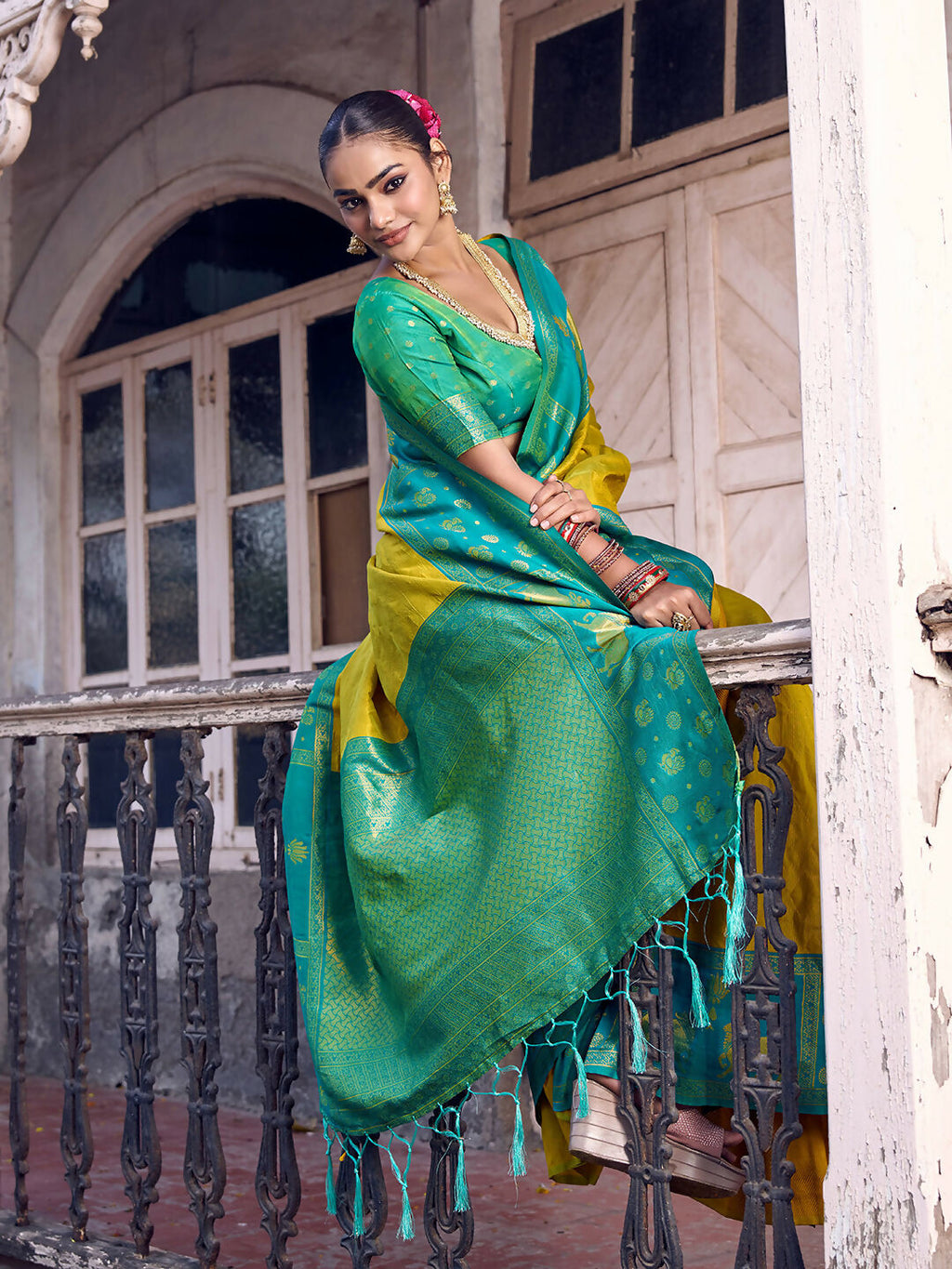 Mustard Soft Silk Saree with Matching Blouse