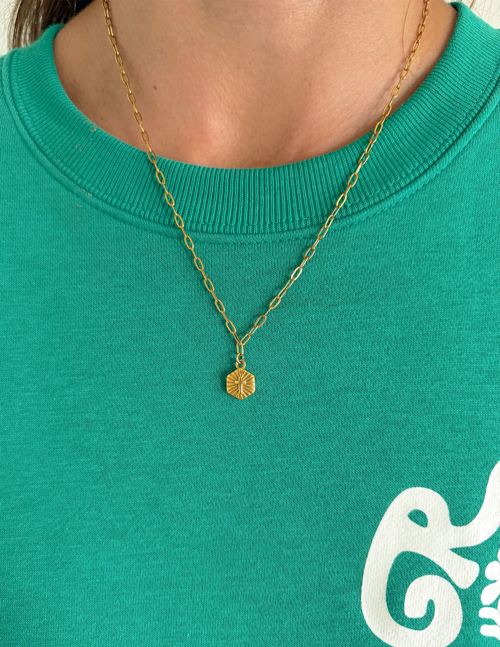 Radiant Cross Necklace in Gold - Minimalist Christian Jewelry